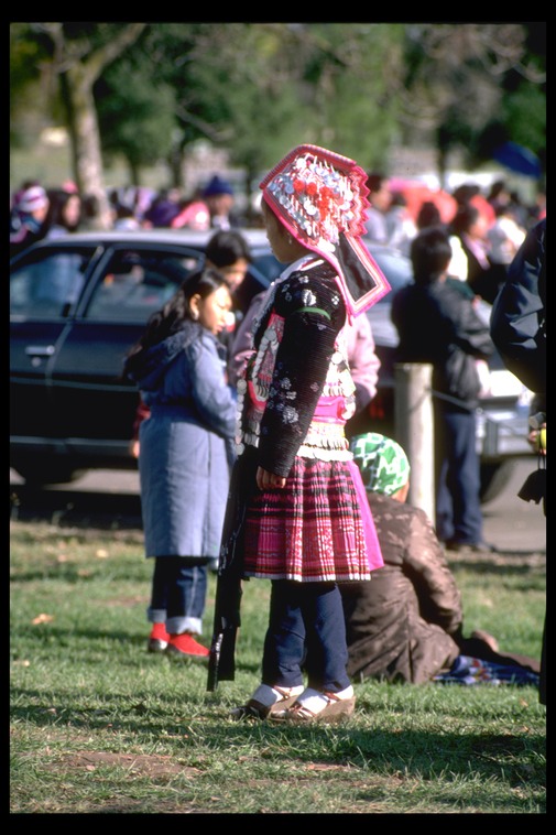Green Hmong girl, New Year, Rancho Cordova, 1984
